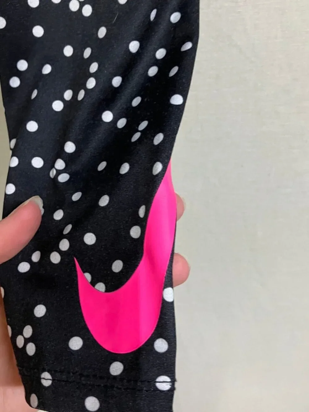 Nike 2 Piece Tracksuit Set Girls 6X/L Pink Jacket Black Polka Dot Leggings